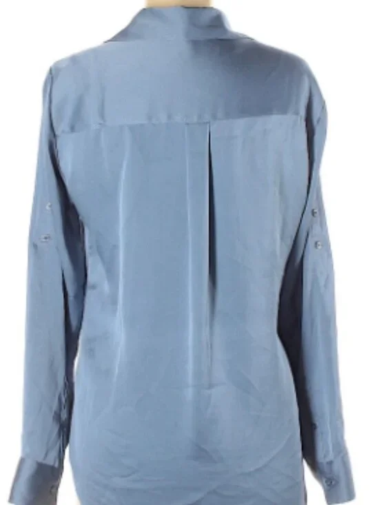 Express Profession Work Button Down Collared Shirt M Blue - Picture 2 of 3